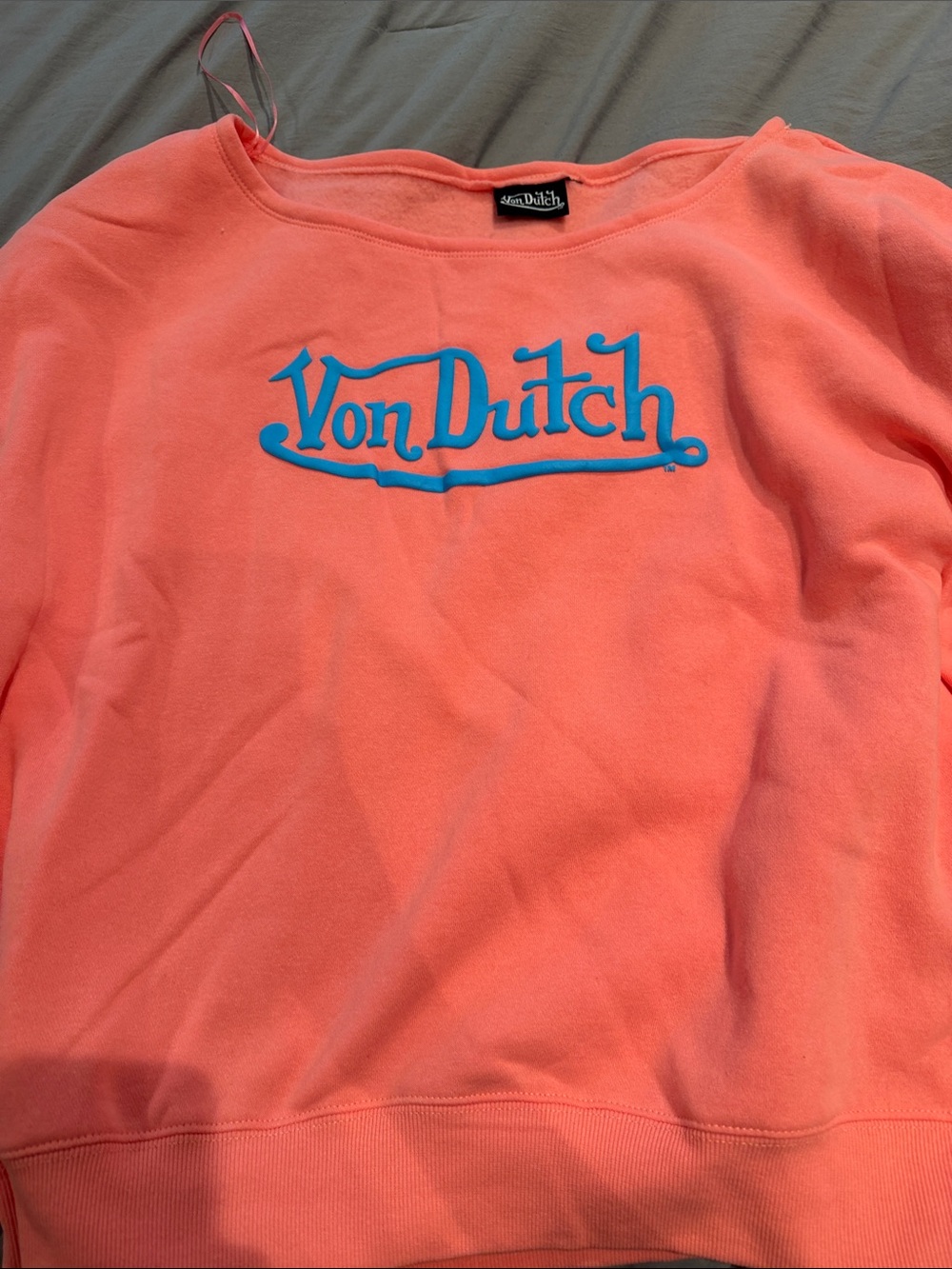 Von Dutch Coral Sweatshirt with Blue Logo